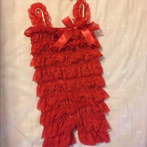 Red Lace Romper